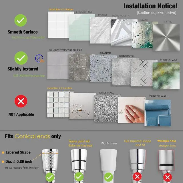 Alt view image 7 of 7 - Suction Cup Hand held Shower Head Holder- Reusable - 5 Angles Adjustable - Bathroom Wall Mount Shower Wand Holder - Matte Black