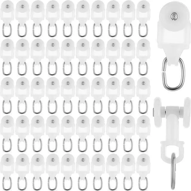 Main image of 50 Pcs Curtain Track Glider Rollers Hooks Curtain Track Glider Ceiling Tracks Hooks Rail Gliders Mute Wheel Ball Pulley for 23 * 28mm Rails (Inner Diameter)