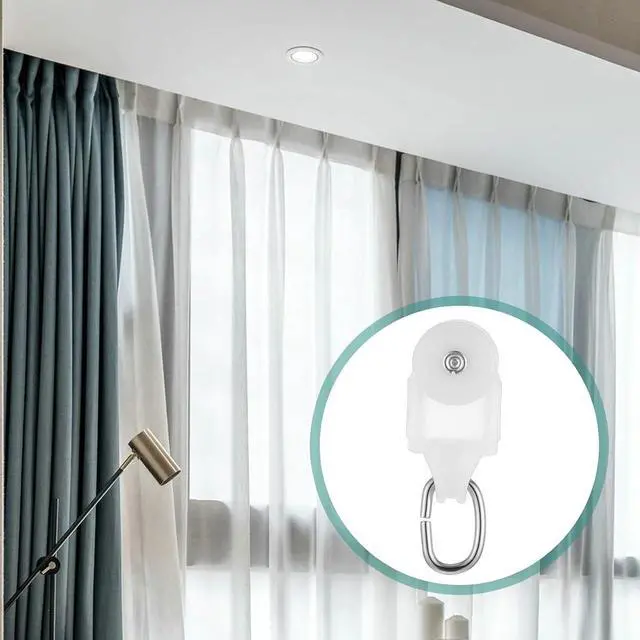 Alt view image 3 of 7 - 50 Pcs Curtain Track Glider Rollers Hooks Curtain Track Glider Ceiling Tracks Hooks Rail Gliders Mute Wheel Ball Pulley for 23 * 28mm Rails (Inner Diameter)
