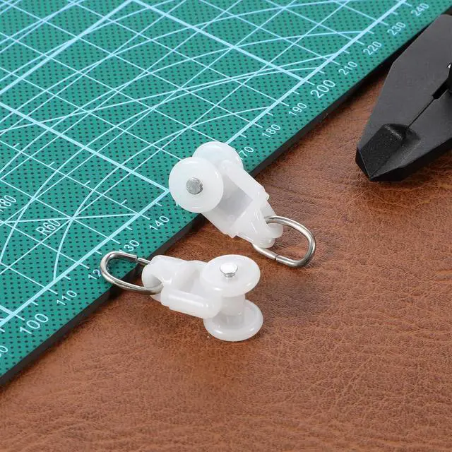Alt view image 7 of 7 - 50 Pcs Curtain Track Glider Rollers Hooks Curtain Track Glider Ceiling Tracks Hooks Rail Gliders Mute Wheel Ball Pulley for 23 * 28mm Rails (Inner Diameter)
