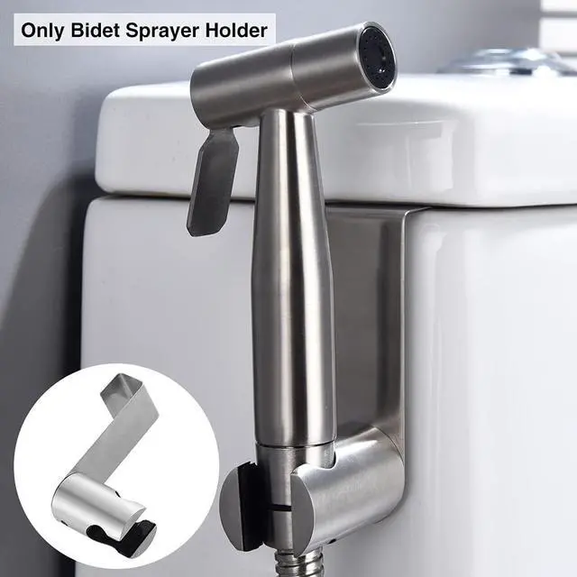 Alt view image 4 of 7 - Bidet Sprayer Holder,Stainless Steel Hanging Rack Punch-Free Toilet Bidets Holder,Replacement Hanger for Hand Shower Toilet Bidet Sprayer,Toilet Bathroom Attachment
