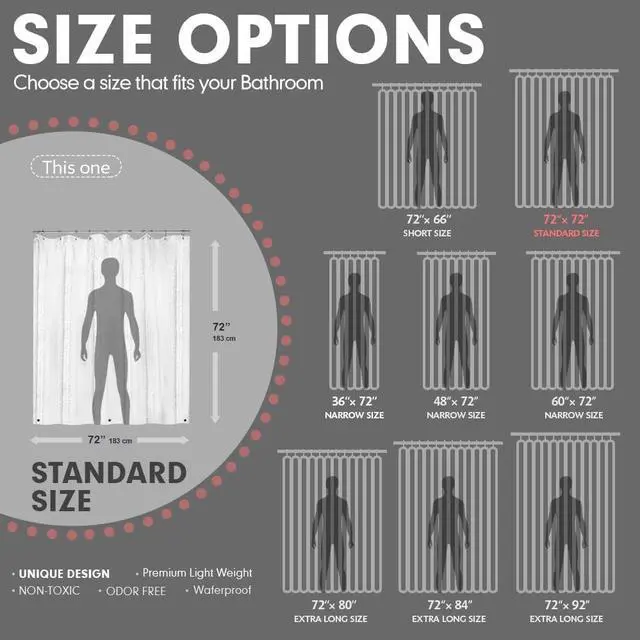 Alt view image 2 of 7 - 3D Pebble Pattern Waterproof Shower Curtain Liner EVA Shower Curtain with 3 Bottom Magnets, Shower Liner for Shower Stall, Bathtubs, 72 x 72