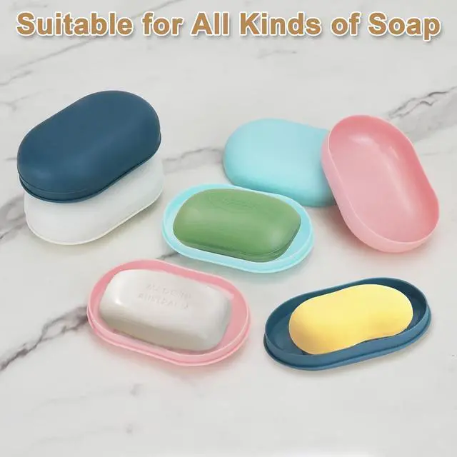 Alt view image 4 of 7 - 4Pcs Bar Soap Holder, IEMIEBSHA Leakproof Portable Travel Soap Dish Case with Lid, Travel Size Essentials Box Container for Home Bathroom Shower Outdoor Camping Hiking Traveling Gym