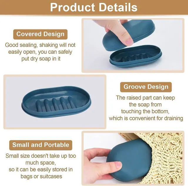 Alt view image 3 of 7 - 4Pcs Bar Soap Holder, IEMIEBSHA Leakproof Portable Travel Soap Dish Case with Lid, Travel Size Essentials Box Container for Home Bathroom Shower Outdoor Camping Hiking Traveling Gym