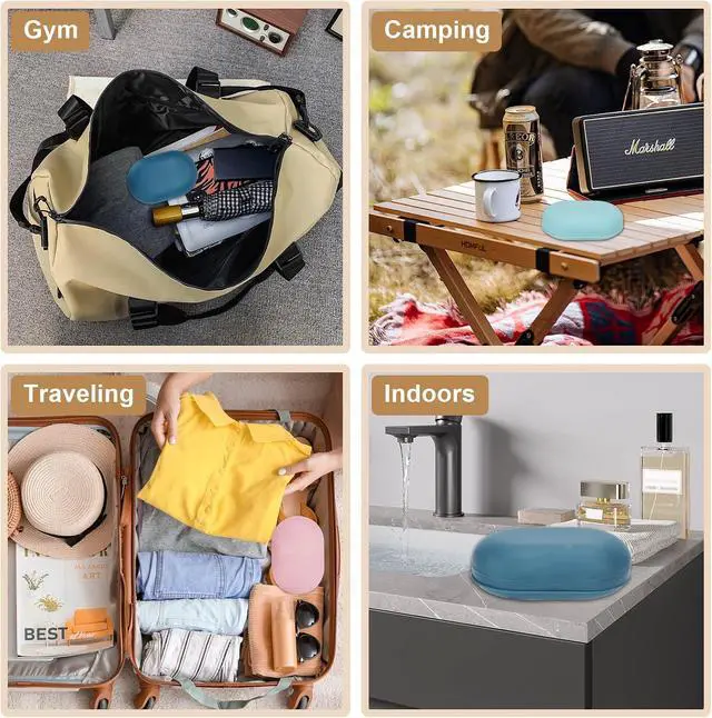 Alt view image 7 of 7 - 4Pcs Bar Soap Holder, IEMIEBSHA Leakproof Portable Travel Soap Dish Case with Lid, Travel Size Essentials Box Container for Home Bathroom Shower Outdoor Camping Hiking Traveling Gym