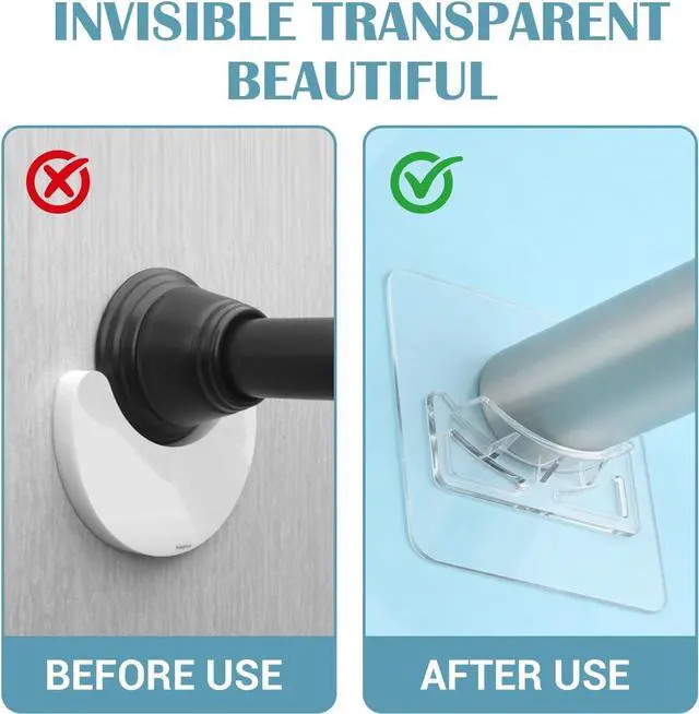 Alt view image 3 of 7 - 4 Pack Transparent Shower Curtain Rod Holder with Strong Adhesive