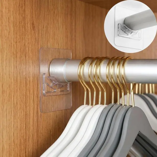 Alt view image 6 of 7 - 4 Pack Transparent Shower Curtain Rod Holder with Strong Adhesive