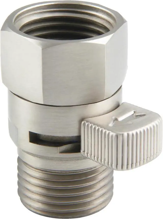 Main image of Aomasi Shower Head Flow Restrictor for Home Bathroom, Brushed Nickel | Solid Brass, G 1/2 Thread, Shower Head Shut off Valve for Easy Water Control & Save, Fits Handheld Shower, Bidet Sprayer