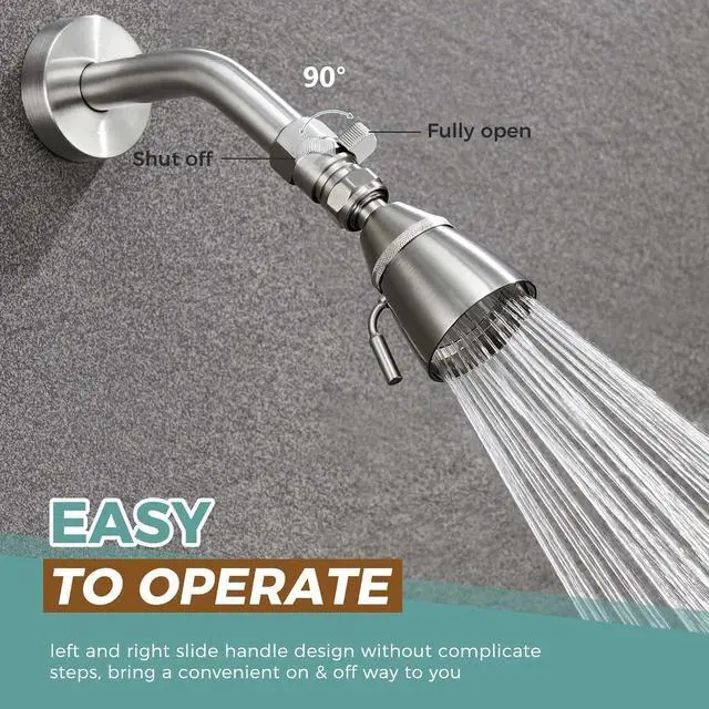 Alt view image 3 of 7 - Aomasi Shower Head Flow Restrictor for Home Bathroom, Brushed Nickel | Solid Brass, G 1/2 Thread, Shower Head Shut off Valve for Easy Water Control & Save, Fits Handheld Shower, Bidet Sprayer