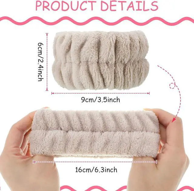 Alt view image 2 of 6 - Chuangdi 4 Pairs Wrist Bands for Washing Face Microfiber,Khaki, Beige | Soft Absorbent Spa Scrunchies, Keep Arms Dry During Facial Cleansing, Ideal for Makeup Removal and Skincare Routines