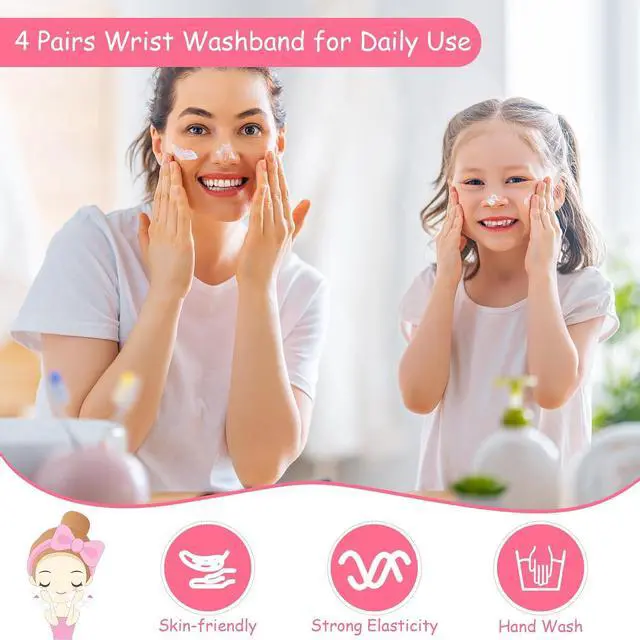 Alt view image 4 of 6 - Chuangdi 4 Pairs Wrist Bands for Washing Face Microfiber,Khaki, Beige | Soft Absorbent Spa Scrunchies, Keep Arms Dry During Facial Cleansing, Ideal for Makeup Removal and Skincare Routines