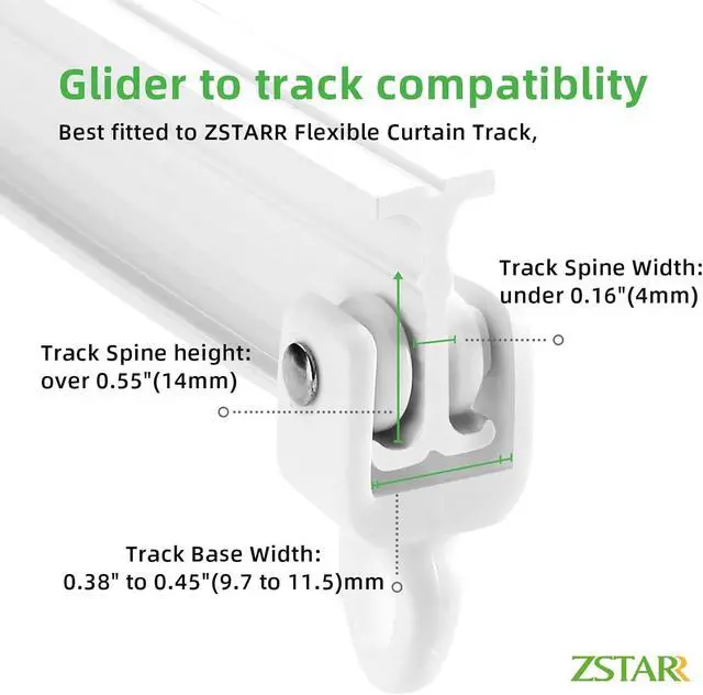 Alt view image 5 of 6 - ZSTARR Heavy Duty Gliders for I Profile Flexible Curtain Track, 20 Pack | Fits I Profile Straight & Curved Curtain Tracks. Ideal for RV, Shower, Hospital, Room Divider & Window Curtains