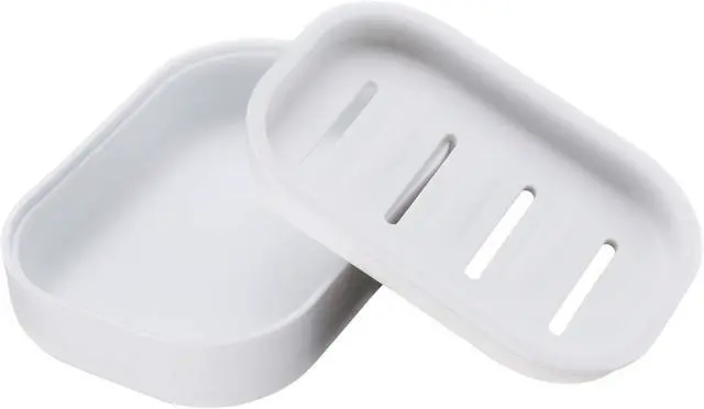 Alt view image 3 of 4 - Plastic Soap Dish, Container, Keeps Soap Dry,Easy Cleaning,Drain,White