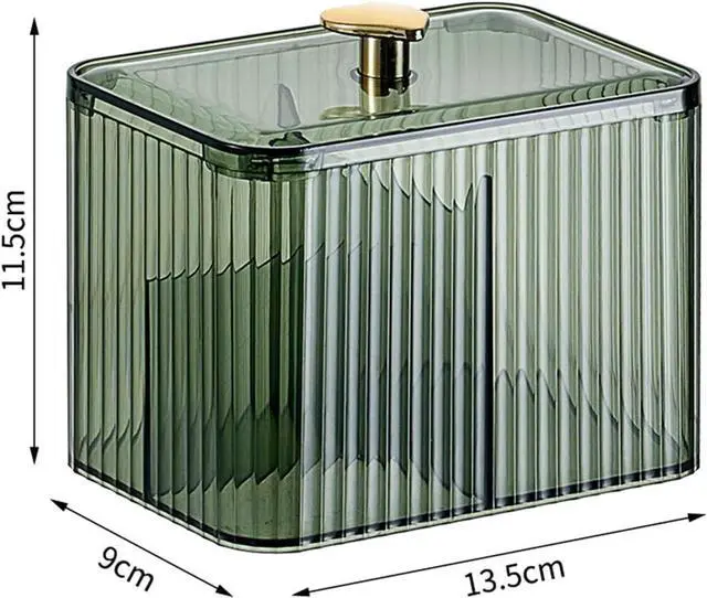 Alt view image 3 of 7 - Qtips Holder Bathroom Container,3-Section Cotton Ball/Swabs Dispenser,3 Grids Apothecary Jar Organizer, Cosmetics Storage for Vanity