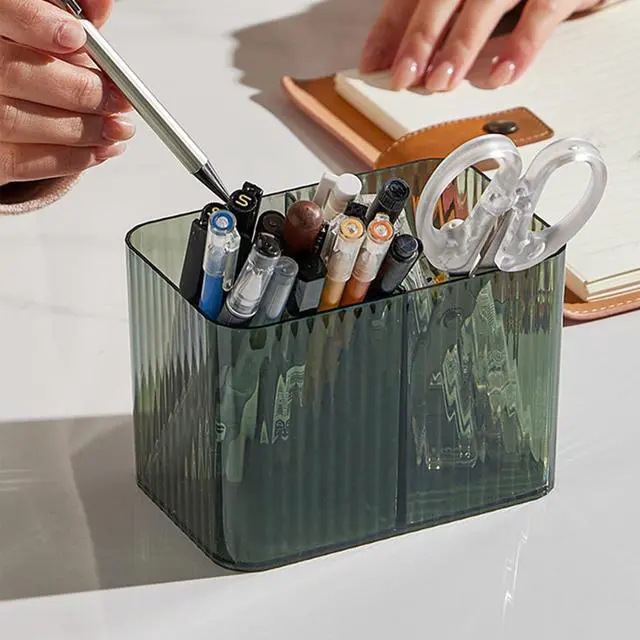 Alt view image 7 of 7 - Qtips Holder Bathroom Container,3-Section Cotton Ball/Swabs Dispenser,3 Grids Apothecary Jar Organizer, Cosmetics Storage for Vanity