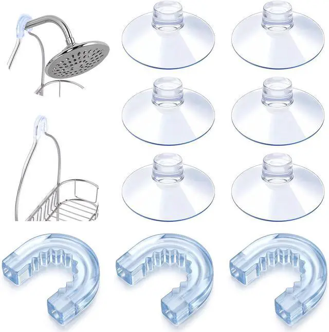 Main image of 6 PCS Suction Cups for Shower Caddy with 3 Pieces Rubber Rings, Bathroom Shower Caddy Connectors Sucker, Easy to Attach, Heavy Strength Clear Replacement Showers Suction Cups for Bathroom Decor