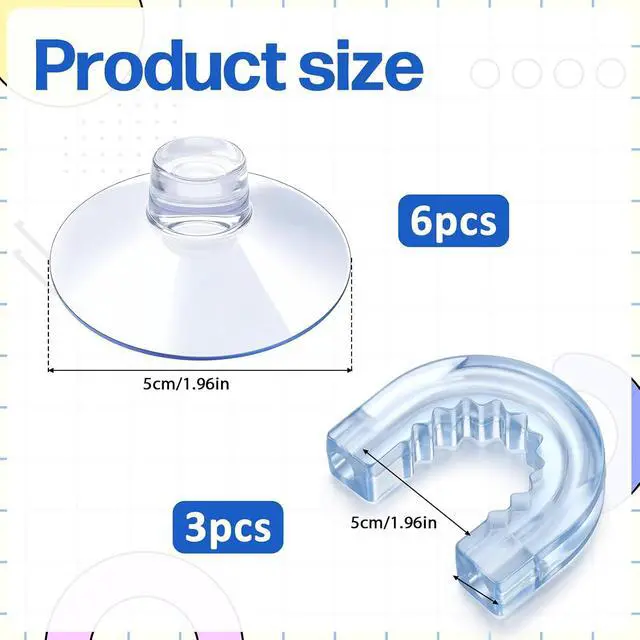 Alt view image 2 of 7 - 6 PCS Suction Cups for Shower Caddy with 3 Pieces Rubber Rings, Bathroom Shower Caddy Connectors Sucker, Easy to Attach, Heavy Strength Clear Replacement Showers Suction Cups for Bathroom Decor