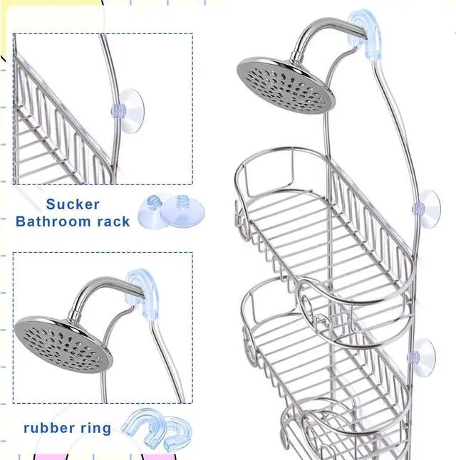 Alt view image 3 of 7 - 6 PCS Suction Cups for Shower Caddy with 3 Pieces Rubber Rings, Bathroom Shower Caddy Connectors Sucker, Easy to Attach, Heavy Strength Clear Replacement Showers Suction Cups for Bathroom Decor