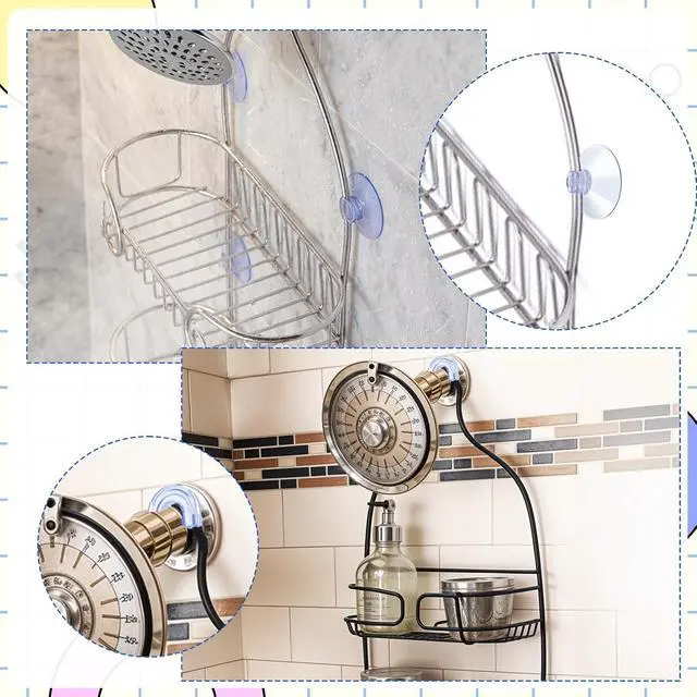 Alt view image 4 of 7 - 6 PCS Suction Cups for Shower Caddy with 3 Pieces Rubber Rings, Bathroom Shower Caddy Connectors Sucker, Easy to Attach, Heavy Strength Clear Replacement Showers Suction Cups for Bathroom Decor