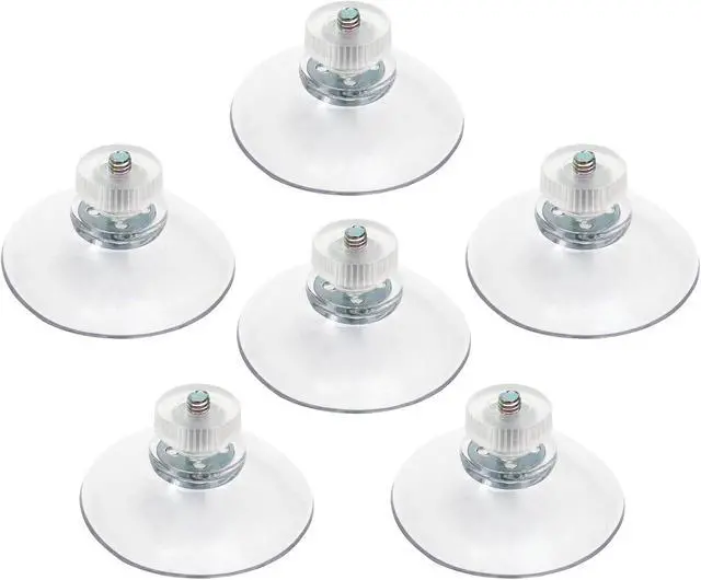 Alt view image 2 of 7 - Piutouyar 41 mm/ 1.6 Inch Sucker Pad Holder, 6 Pcs Clear Suction Pads | Transparent, PVC Plastic, Round Strong Sucker with Screw Nut, For Bathroom Wall, Window, Car Shade Cloth
