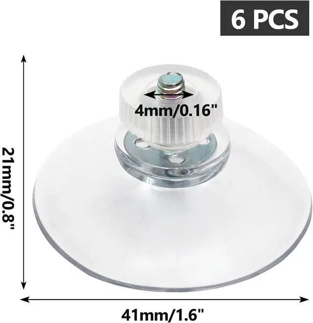Alt view image 3 of 7 - Piutouyar 41 mm/ 1.6 Inch Sucker Pad Holder, 6 Pcs Clear Suction Pads | Transparent, PVC Plastic, Round Strong Sucker with Screw Nut, For Bathroom Wall, Window, Car Shade Cloth