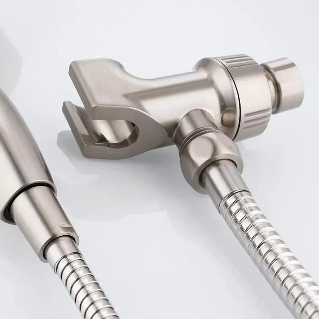 Alt view image 2 of 4 - Universal Shower Head Holder for Handheld Shower Head, Adjustable Shower Arm Mount Bracket with Brass Swivel Ball, Shower Head Support - Brushed Nickel