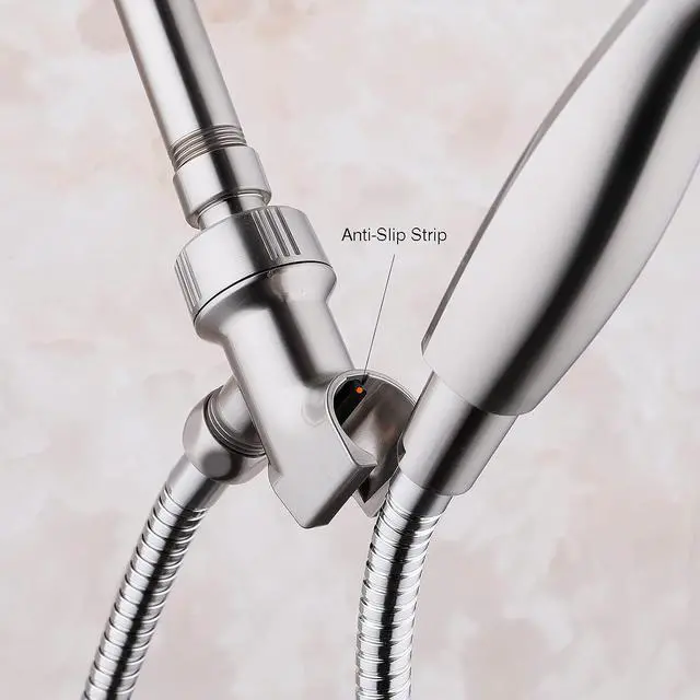 Alt view image 3 of 4 - Universal Shower Head Holder for Handheld Shower Head, Adjustable Shower Arm Mount Bracket with Brass Swivel Ball, Shower Head Support - Brushed Nickel