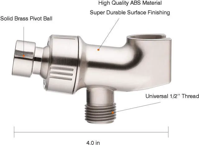 Alt view image 4 of 4 - Universal Shower Head Holder for Handheld Shower Head, Adjustable Shower Arm Mount Bracket with Brass Swivel Ball, Shower Head Support - Brushed Nickel