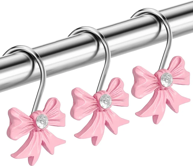 Alt view image 3 of 7 - Cute Bow Knot Shower Curtain Hooks Rings, Modern Home Decorativ Rust Resistant Hangers, 12PCS Shower Hooks for Bathroom Shower Rod, Bedroom, Living Room (Pink Bow)