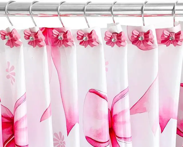 Alt view image 2 of 7 - Cute Bow Knot Shower Curtain Hooks Rings, Modern Home Decorativ Rust Resistant Hangers, 12PCS Shower Hooks for Bathroom Shower Rod, Bedroom, Living Room (Pink Bow)