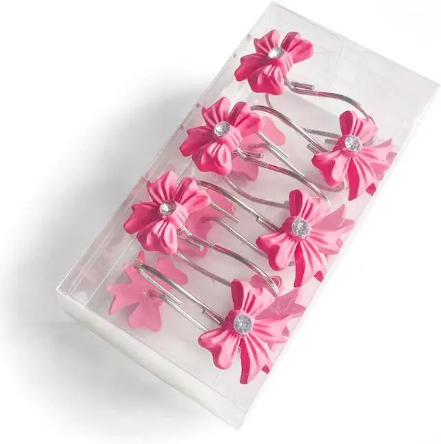 Alt view image 6 of 7 - Cute Bow Knot Shower Curtain Hooks Rings, Modern Home Decorativ Rust Resistant Hangers, 12PCS Shower Hooks for Bathroom Shower Rod, Bedroom, Living Room (Pink Bow)