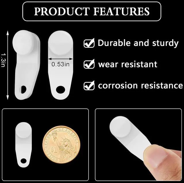 Alt view image 2 of 7 - Patelai 100 Pieces Traverse Rod Slides Curtain Replacement White Plastic Snap in Traversing Slides Track Glider Window Door Shower Curtain Accessories