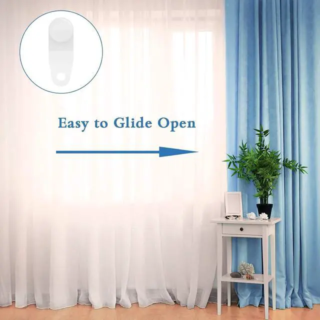 Alt view image 4 of 7 - Patelai 100 Pieces Traverse Rod Slides Curtain Replacement White Plastic Snap in Traversing Slides Track Glider Window Door Shower Curtain Accessories