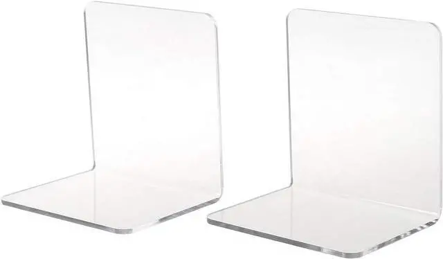 Main image of 2Pcs Book Ends, Clear Acrylic Bookends, Non-Skid Bookend Supports, Book Stopper for Books/Movies/CDs/Video Games