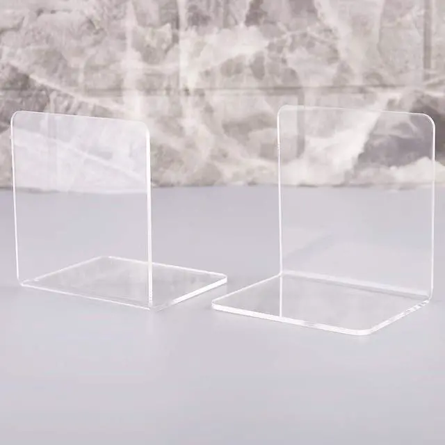 Alt view image 2 of 7 - 2Pcs Book Ends, Clear Acrylic Bookends, Non-Skid Bookend Supports, Book Stopper for Books/Movies/CDs/Video Games