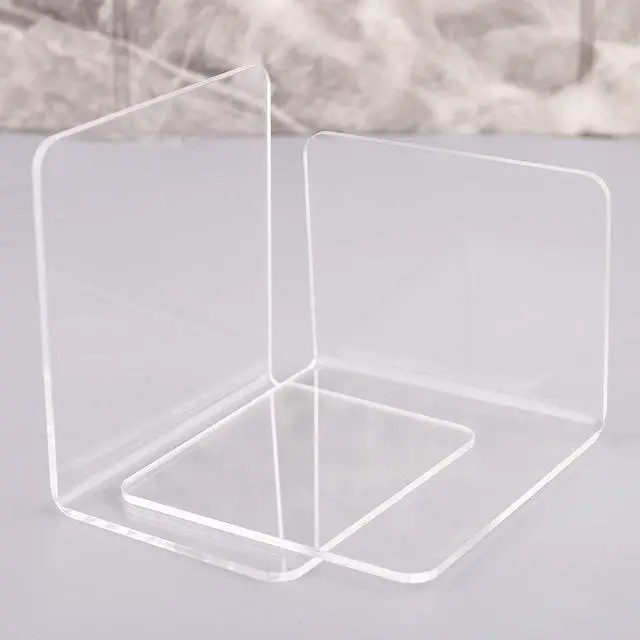 Alt view image 3 of 7 - 2Pcs Book Ends, Clear Acrylic Bookends, Non-Skid Bookend Supports, Book Stopper for Books/Movies/CDs/Video Games
