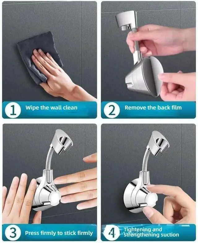 Alt view image 3 of 7 - Adjustable Shower Head Holder Suction Cup Handheld Shower Head Bracket Bidet Sprayer Holder for Toilet Handheld Showerhead High Pressure Hand Held Shower Heads Diaper Sprayer Head Showerheads
