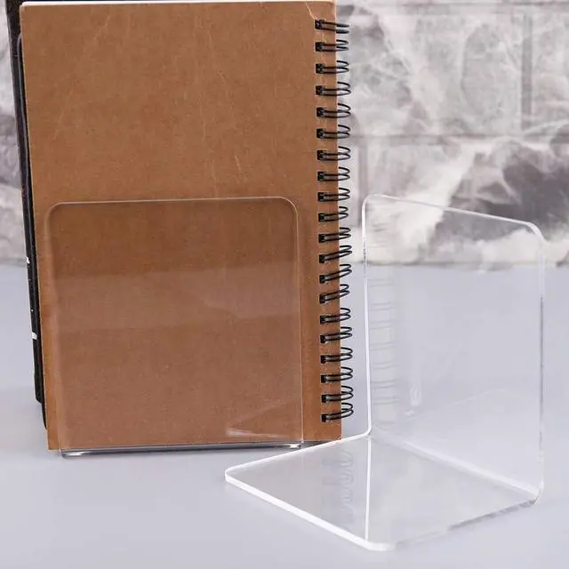 Alt view image 5 of 7 - 2Pcs Book Ends, Clear Acrylic Bookends, Non-Skid Bookend Supports, Book Stopper for Books/Movies/CDs/Video Games