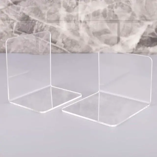Alt view image 7 of 7 - 2Pcs Book Ends, Clear Acrylic Bookends, Non-Skid Bookend Supports, Book Stopper for Books/Movies/CDs/Video Games