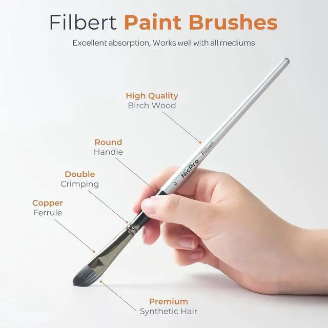Alt view image 2 of 7 - Nicpro 12pcs Artist Paint Brush Set, Paint Brushes for Acrylic Painting | Craft Paintbrushes for Oil Watercolor Gouache, Tempera, Face Body, Fabric Leather Model, Art Supplies for Artists Beginners