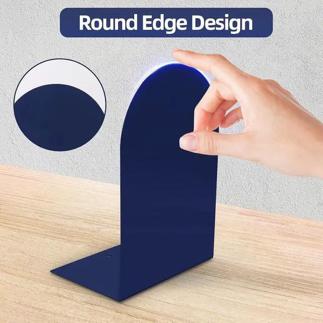 Alt view image 4 of 7 - Lulonpon 6pcs Book Ends, Black Bookends, Non-Skid Book End, Metal Bookends for School Library and Desktop Organizer, Acrylic Book Ends for Book Shelves