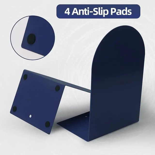 Alt view image 3 of 7 - Lulonpon 6pcs Book Ends, Black Bookends, Non-Skid Book End, Metal Bookends for School Library and Desktop Organizer, Acrylic Book Ends for Book Shelves
