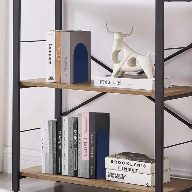 Alt view image 6 of 7 - Lulonpon 6pcs Book Ends, Black Bookends, Non-Skid Book End, Metal Bookends for School Library and Desktop Organizer, Acrylic Book Ends for Book Shelves