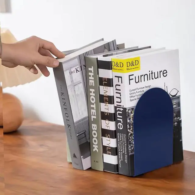 Alt view image 7 of 7 - Lulonpon 6pcs Book Ends, Black Bookends, Non-Skid Book End, Metal Bookends for School Library and Desktop Organizer, Acrylic Book Ends for Book Shelves
