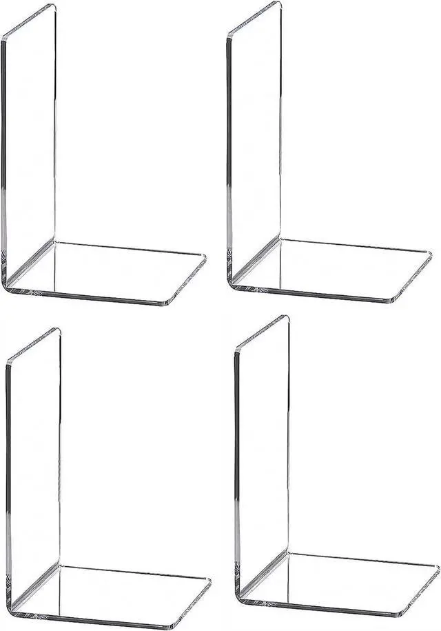 Main image of 4pcs Clear Book Ends for Heavy Books,Acrylic Book Shelf Organizer for Desk,Plastic Heavy Duty Book Holders Stand and Invisible Bookshelf Dividers Decorative,Suitable for Office Home Weighted Bookends