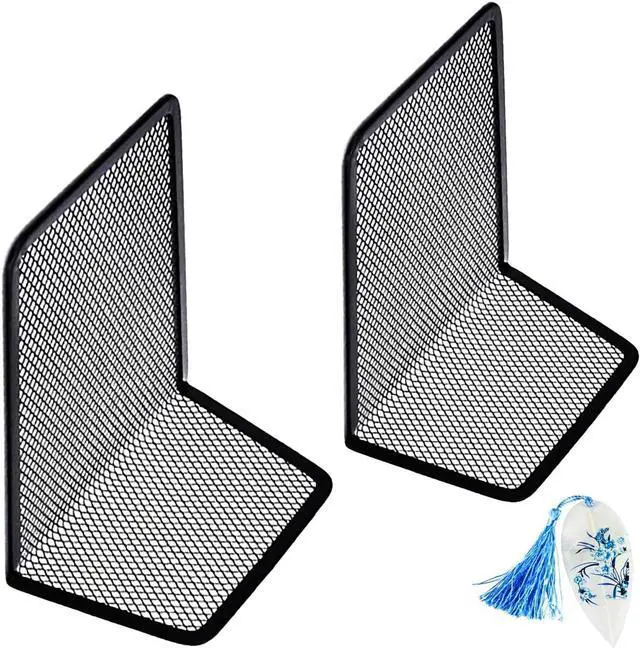Main image of LRZCGB Metal Mesh Bookends Desktop Stand Book Holder Bookshelf Decoration for Office Library School