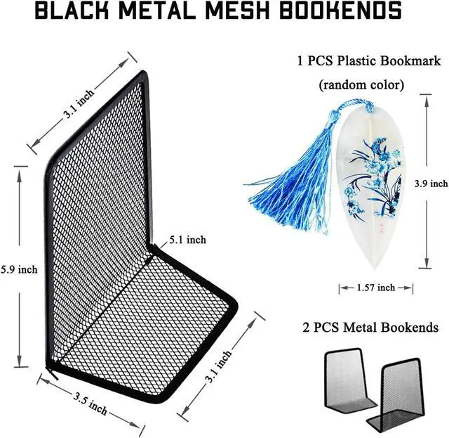 Alt view image 2 of 4 - LRZCGB Metal Mesh Bookends Desktop Stand Book Holder Bookshelf Decoration for Office Library School