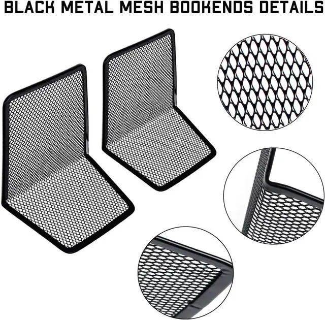 Alt view image 3 of 4 - LRZCGB Metal Mesh Bookends Desktop Stand Book Holder Bookshelf Decoration for Office Library School