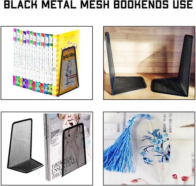 Alt view image 4 of 4 - LRZCGB Metal Mesh Bookends Desktop Stand Book Holder Bookshelf Decoration for Office Library School
