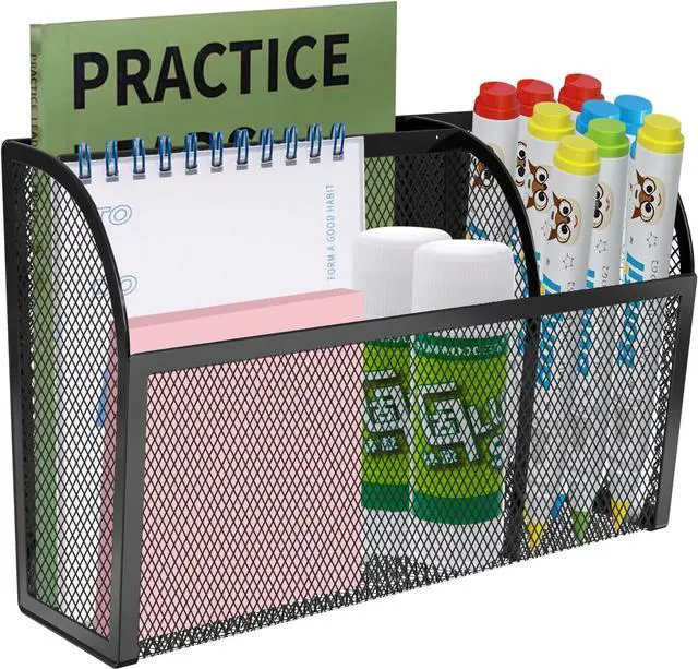 Main image of Magnetic Pencil Holder-Magnetic Basket for Fridge 3-Grid Mesh Magnetic Pen Holder for Refrigerator, Extra Strong Magnets Mesh Marker Holder Locker Accessories Organizer for Whiteboard